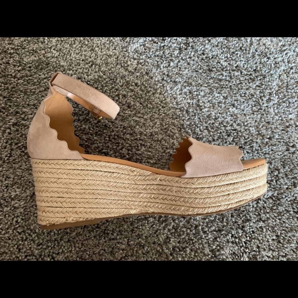 JCrew Suede scalloped flatform espadrilles